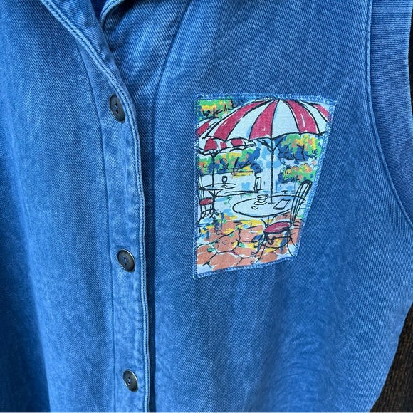 Michael Leu Collection Vintage Art To Wear Button Down Patch Detail Vest Top - Picture 3 of 14